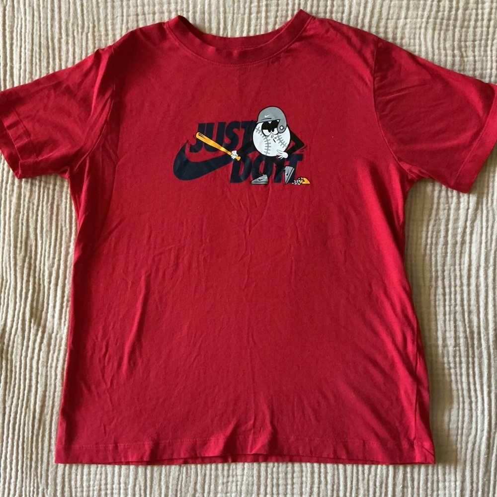 Nike Red Graphic T-Shirt with Cartoon Design
